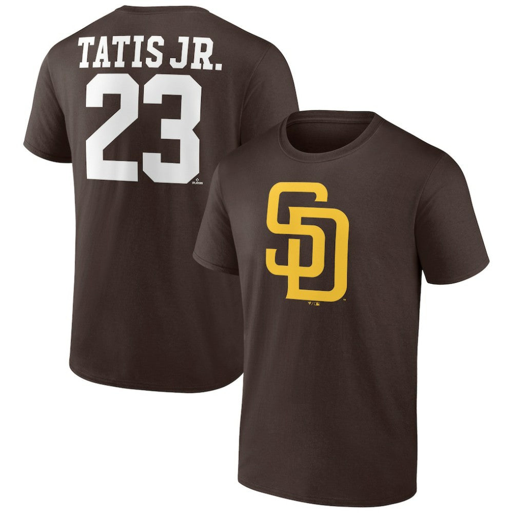 Fernando Tatis Jr. San Diego Padres Player Icon Name & Number T-Shirt - Brown T-shirts