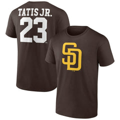 Fernando Tatis Jr. San Diego Padres Player Icon Name & Number T-Shirt - Brown T-shirts