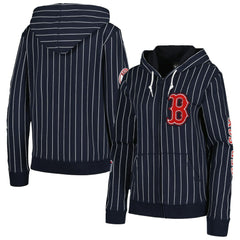 Boston Red Sox New Era Women's Pinstripe Tri-Blend Full-Zip Jacket - Navy Jackets