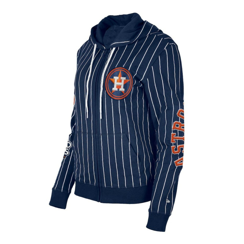 Houston Astros New Era Women's Pinstripe Tri-Blend Full-Zip Hoodie Jacket - Navy Jackets