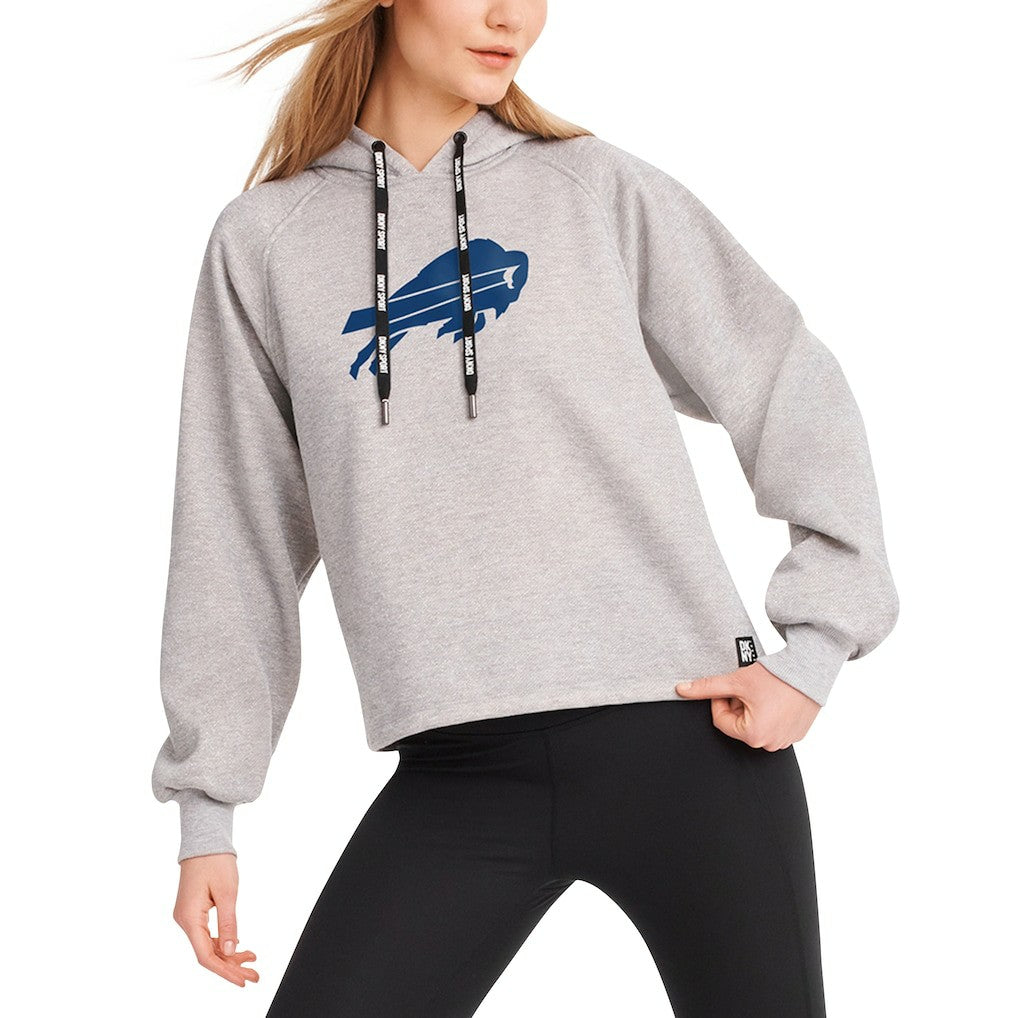 Buffalo Bills DKNY Sport Women's Debbie Dolman Raglan Pullover Hoodie Heather Gray