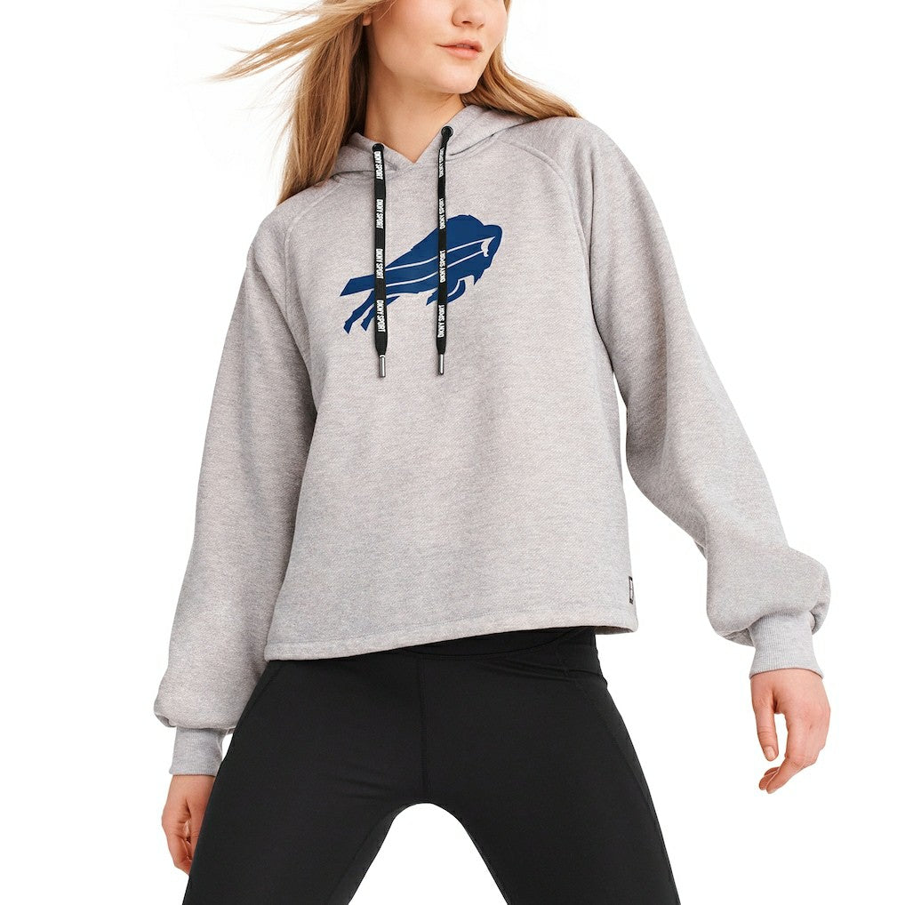 Buffalo Bills DKNY Sport Women's Debbie Dolman Raglan Pullover Hoodie Heather Gray