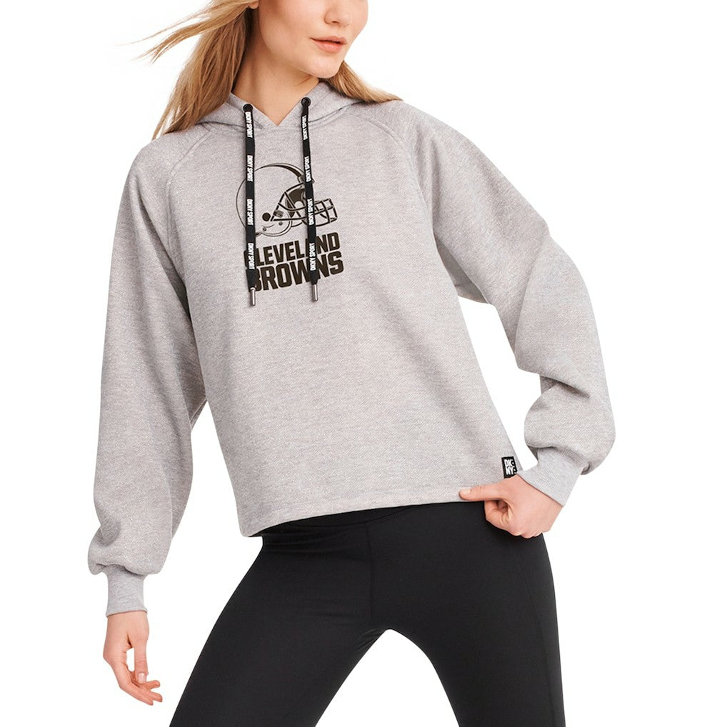 Cleveland Browns DKNY Sport Women's Debbie Dolman Raglan Pullover Hoodie Heather Gray