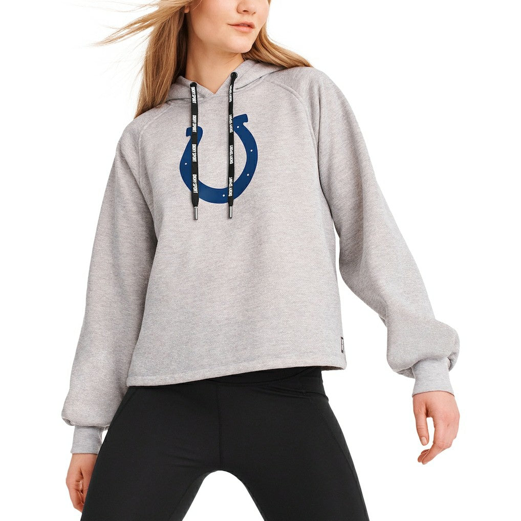 Indianapolis Colts DKNY Sport Women's Debbie Dolman Raglan Pullover Hoodie Heather Gray