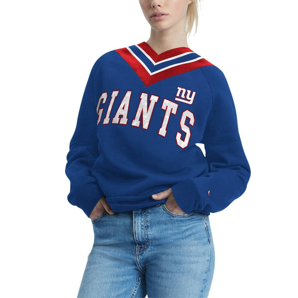 New York Giants Tommy Hilfiger Women's Heidi Raglan V-Neck Sweater Royal