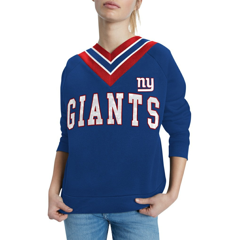 New York Giants Tommy Hilfiger Women's Heidi Raglan V-Neck Sweater Royal