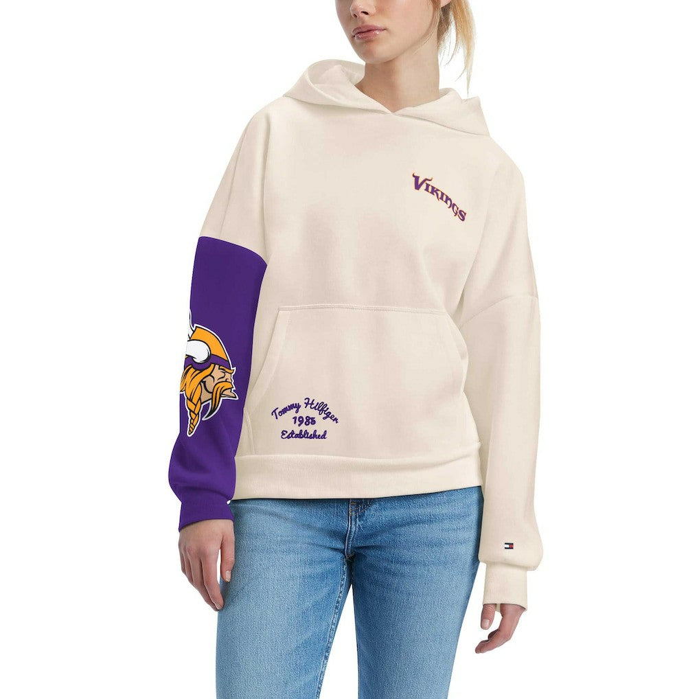 Minnesota Vikings Tommy Hilfiger Women's Harriet Pullover Hoodie Cream/Purple