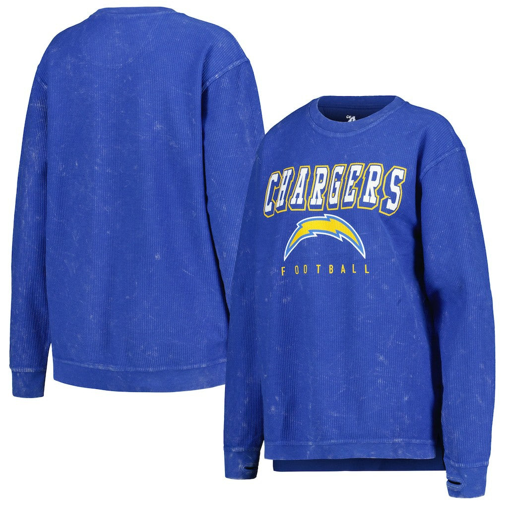 Los Angeles Chargers G-III 4Her by Carl Banks Women's Comfy Cord Pullover Sweatshirt Powder Blue