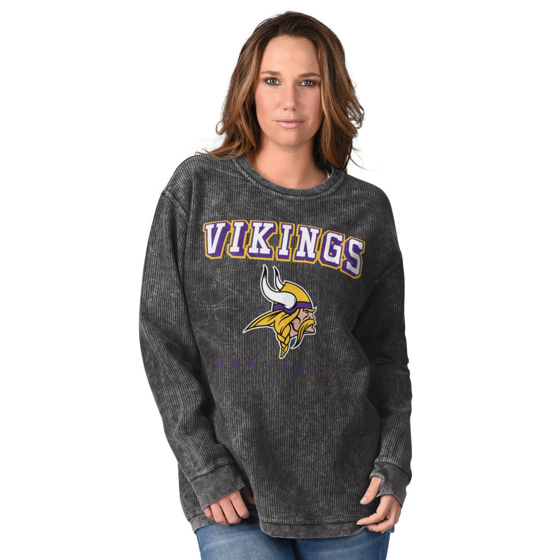 Minnesota Vikings G-III 4Her by Carl Banks Women's Comfy Cord Sweatshirt Gray