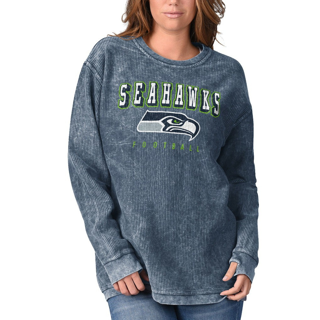 Seattle Seahawks G-III 4Her by Carl Banks Women's Comfy Cord Pullover Sweatshirt College Navy