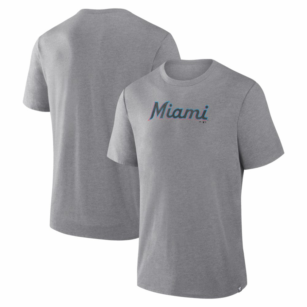 Miami Marlins Fanatics Play Tribute Tri-Blend T-Shirt - Heather Gray T-shirts