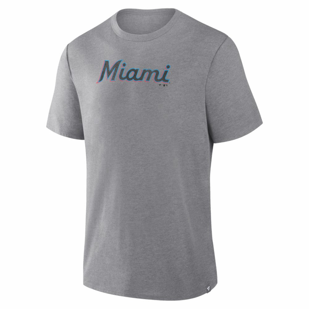 Miami Marlins Fanatics Play Tribute Tri-Blend T-Shirt - Heather Gray T-shirts