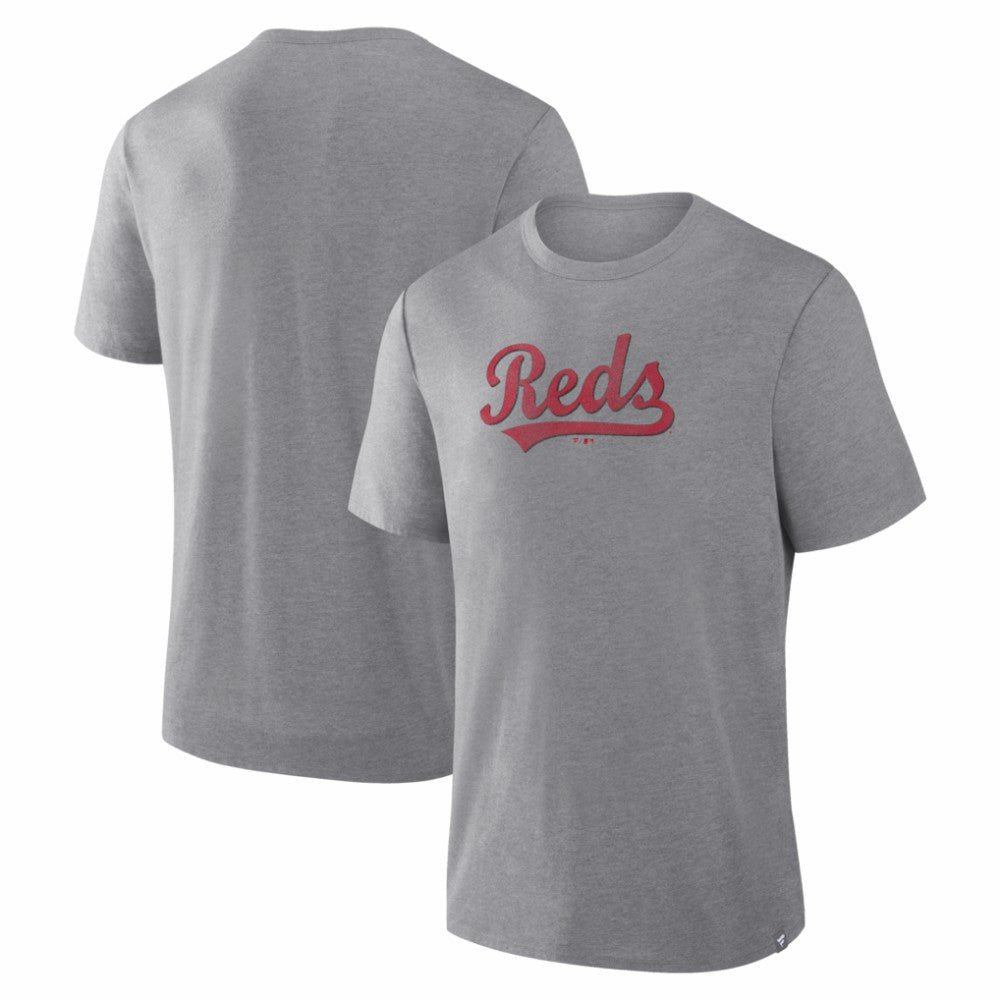 Cincinnati Reds Fanatics Play Tribute Tri-Blend T-Shirt - Heather Gray T-shirts