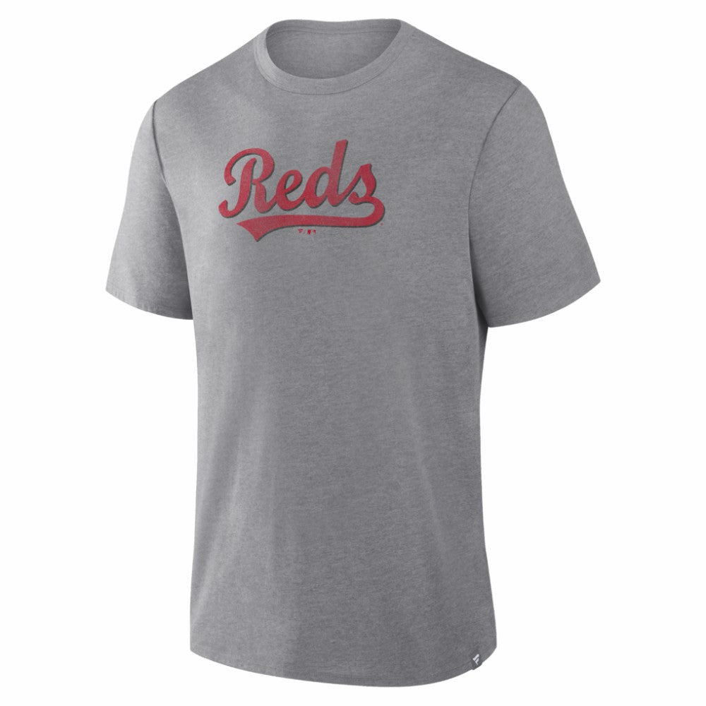 Cincinnati Reds Fanatics Play Tribute Tri-Blend T-Shirt - Heather Gray T-shirts
