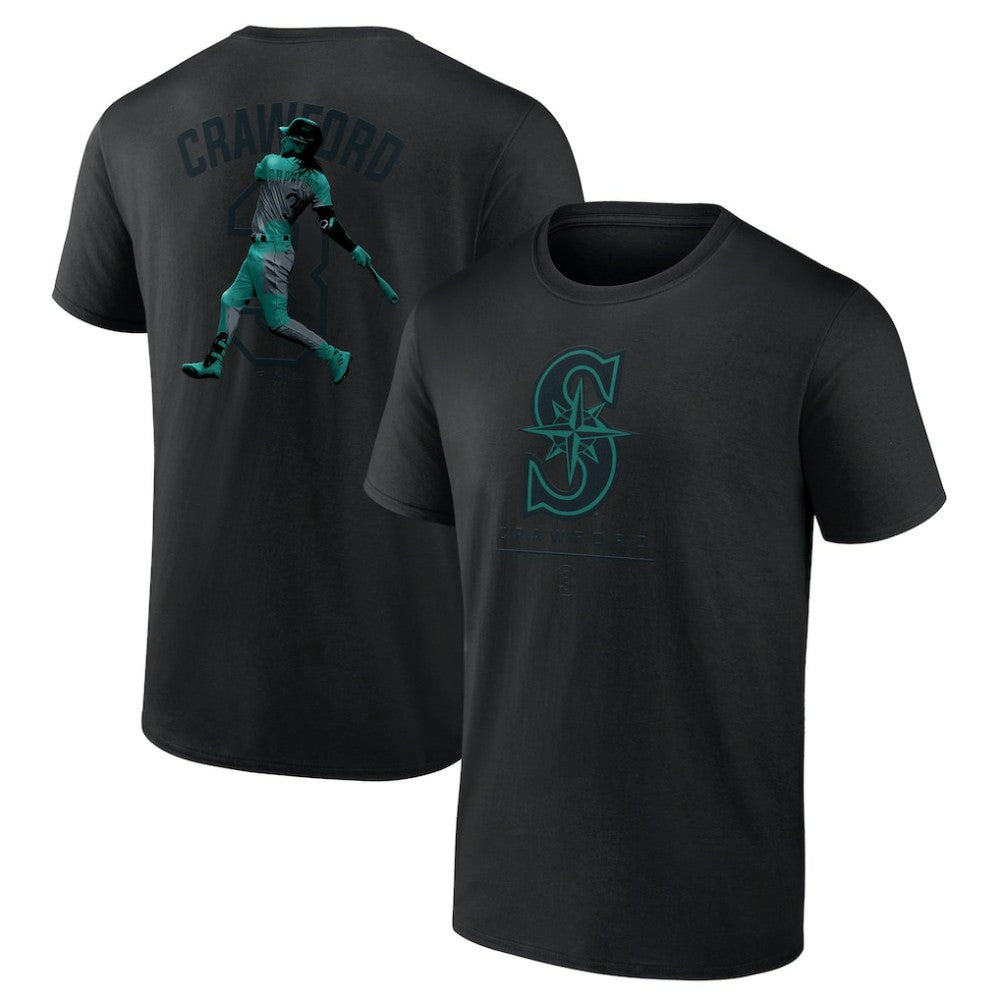 J.P. Crawford Seattle Mariners Double Play Name & Number T-Shirt - Black T-shirts