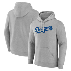Los Angeles Dodgers Official Wordmark Pullover Hoodie - Heather Gray Hoodies