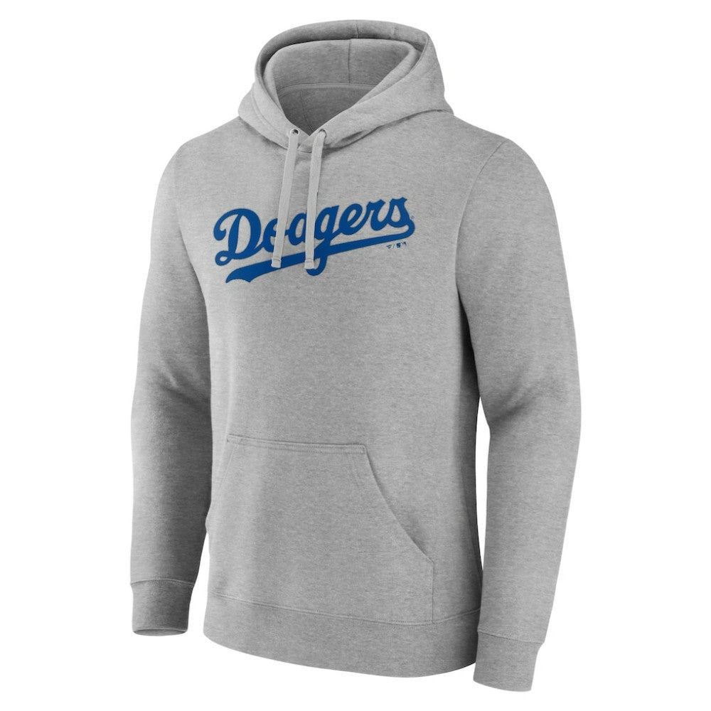 Los Angeles Dodgers Official Wordmark Pullover Hoodie - Heather Gray Hoodies