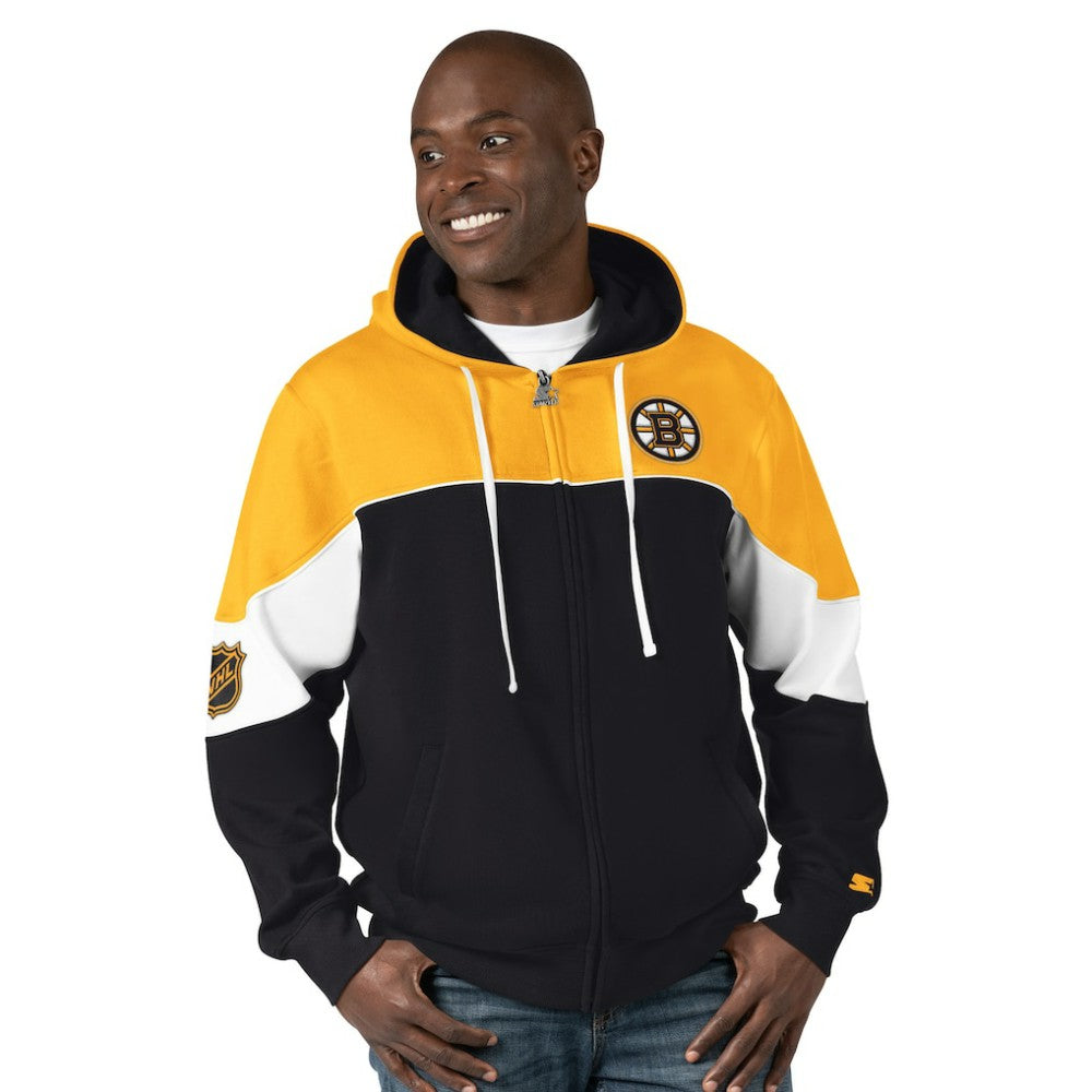 NHL Boston Bruins Starter Power Forward Full-Zip Hoodie - Black/Gold