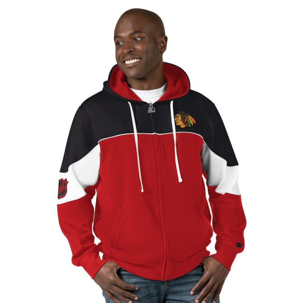 NHL Chicago Blackhawks Starter Power Forward Full-Zip Hoodie - Red/Black