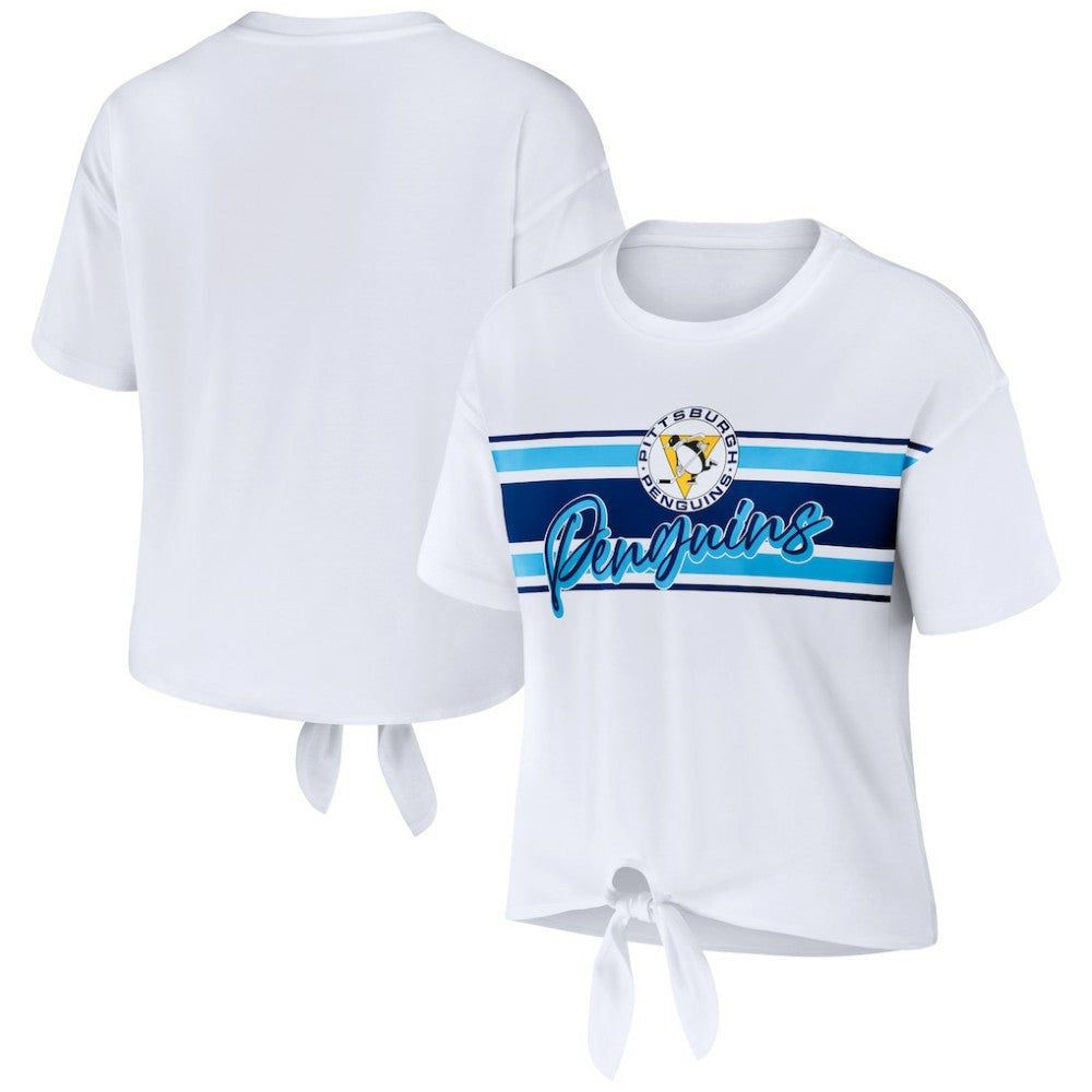 NHL Pittsburgh Penguins WEAR by Erin Andrews Women's Front Knot T-Shirt - White