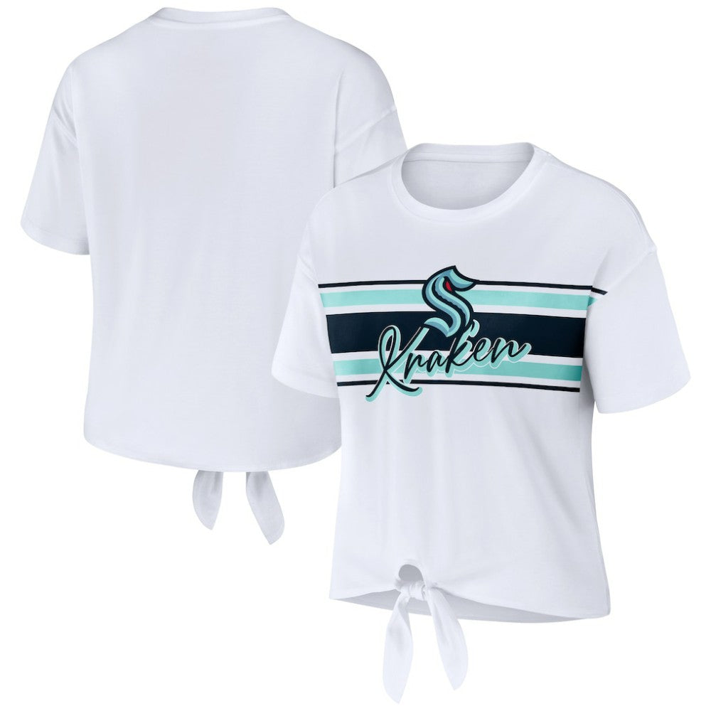 NHL Seattle Kraken WEAR by Erin Andrews Women's Front Knot T-Shirt - White