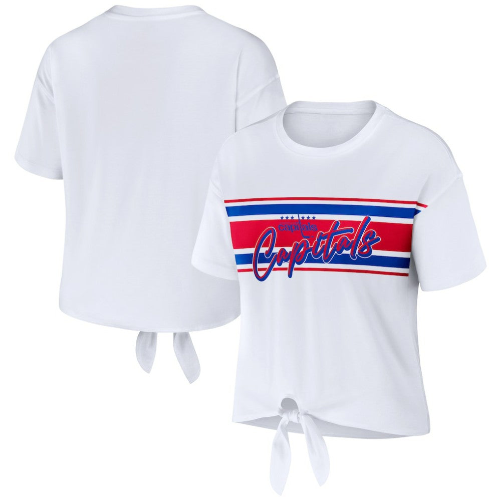 NHL Washington Capitals WEAR by Erin Andrews Women's Front Knot T-Shirt - White