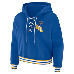 NHL St. Louis Blues WEAR by Erin Andrews Women's Lace-Up Pullover Hoodie - Blue