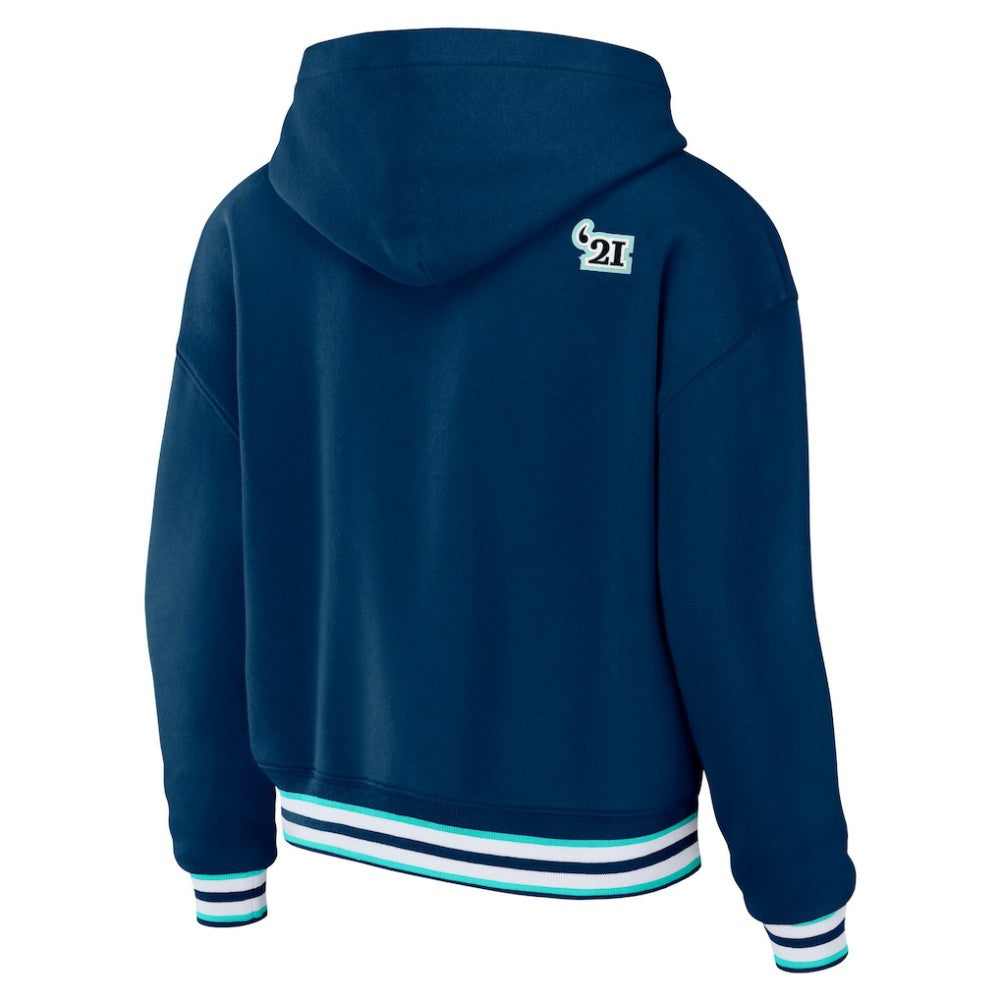 NHL Seattle Kraken WEAR by Erin Andrews Women's Lace-Up Pullover Hoodie - Blue