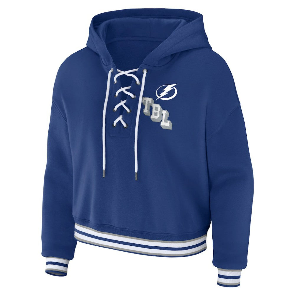 NHL Tampa Bay Lightning WEAR by Erin Andrews Women's Lace-Up Pullover Hoodie - Blue