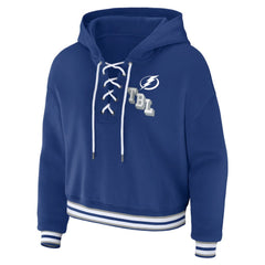 NHL Tampa Bay Lightning WEAR by Erin Andrews Women's Lace-Up Pullover Hoodie - Blue
