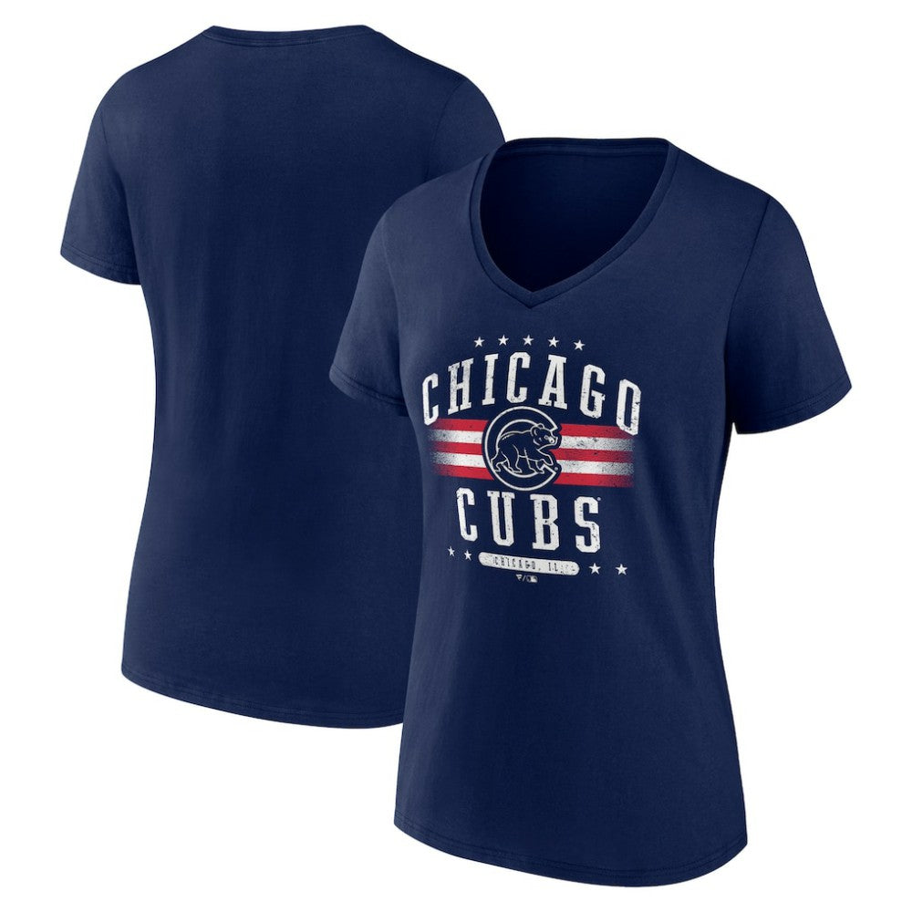 Chicago Cubs Women's Americana Team V-Neck T-Shirt - Navy T-shirts
