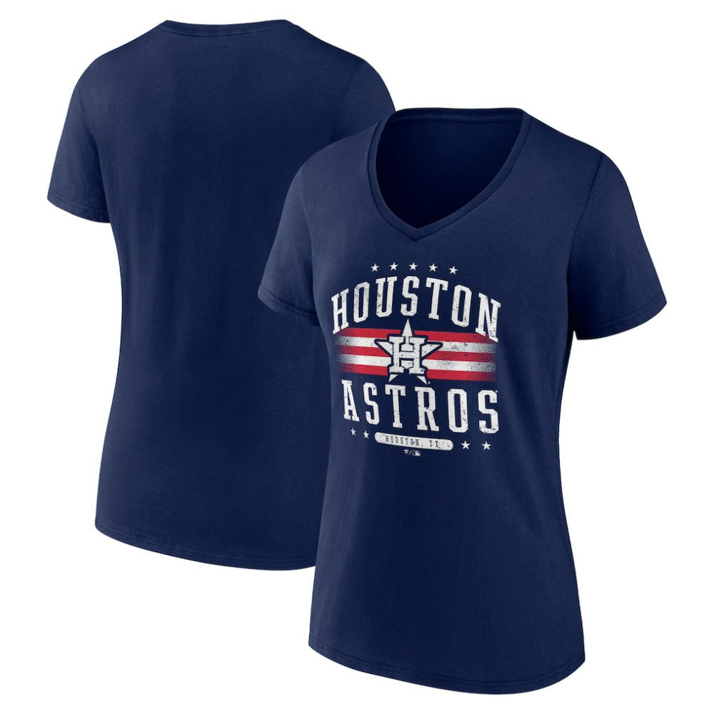 Houston Astros Women's Americana Team V-Neck T-Shirt - Navy T-shirts