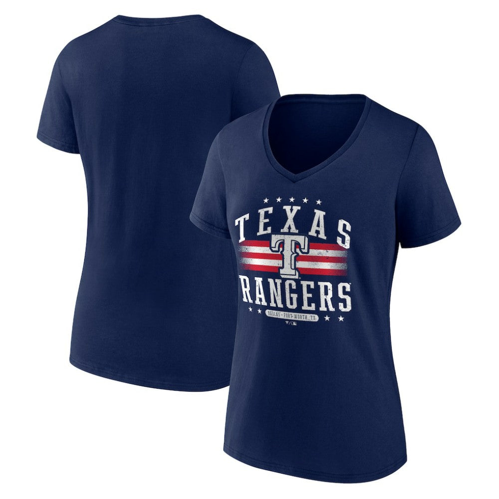Texas Rangers Women's Americana Team V-Neck T-Shirt - Navy T-shirts