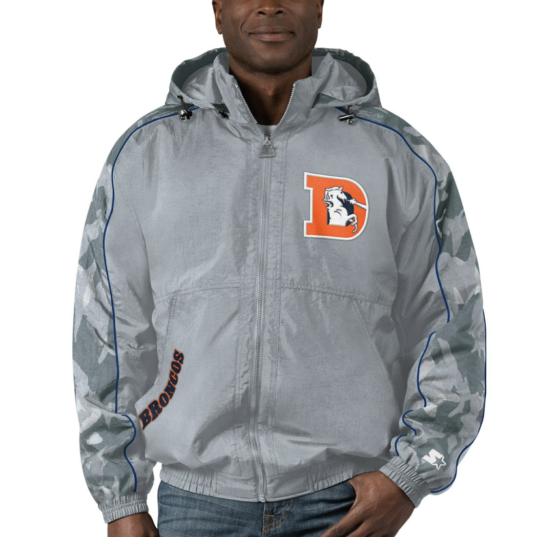 Denver Broncos Starter Thursday Night Gridiron Throwback Full-Zip Jacket Gray