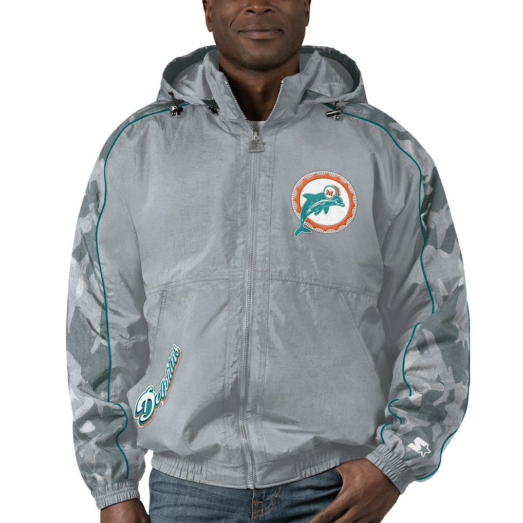 Miami Dolphins Starter Thursday Night Gridiron Throwback Full-Zip Jacket Gray