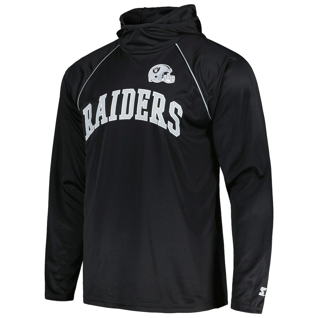 Las Vegas Raiders Starter Gridiron Classics Throwback Raglan Long Sleeve Hooded T-Shirt Black