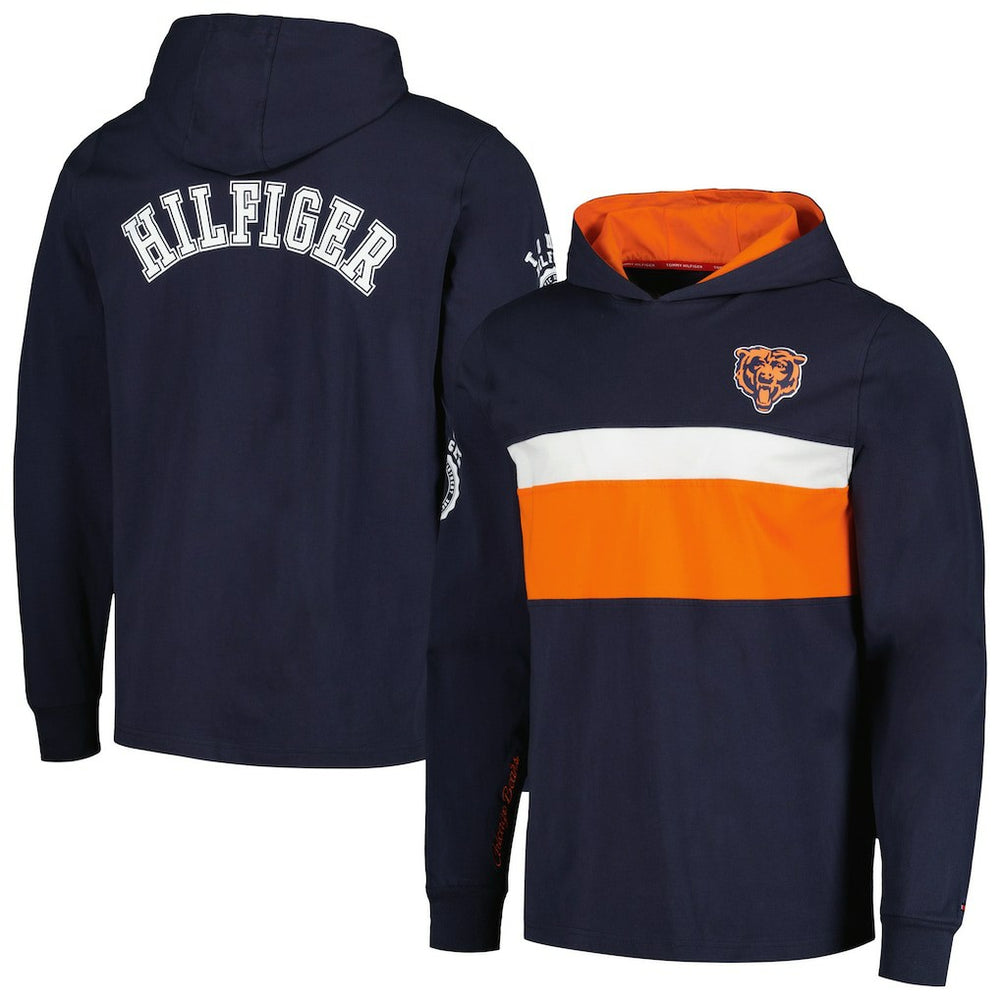 Chicago Bears Tommy Hilfiger Morgan Long Sleeve Hoodie T-Shirt Navy