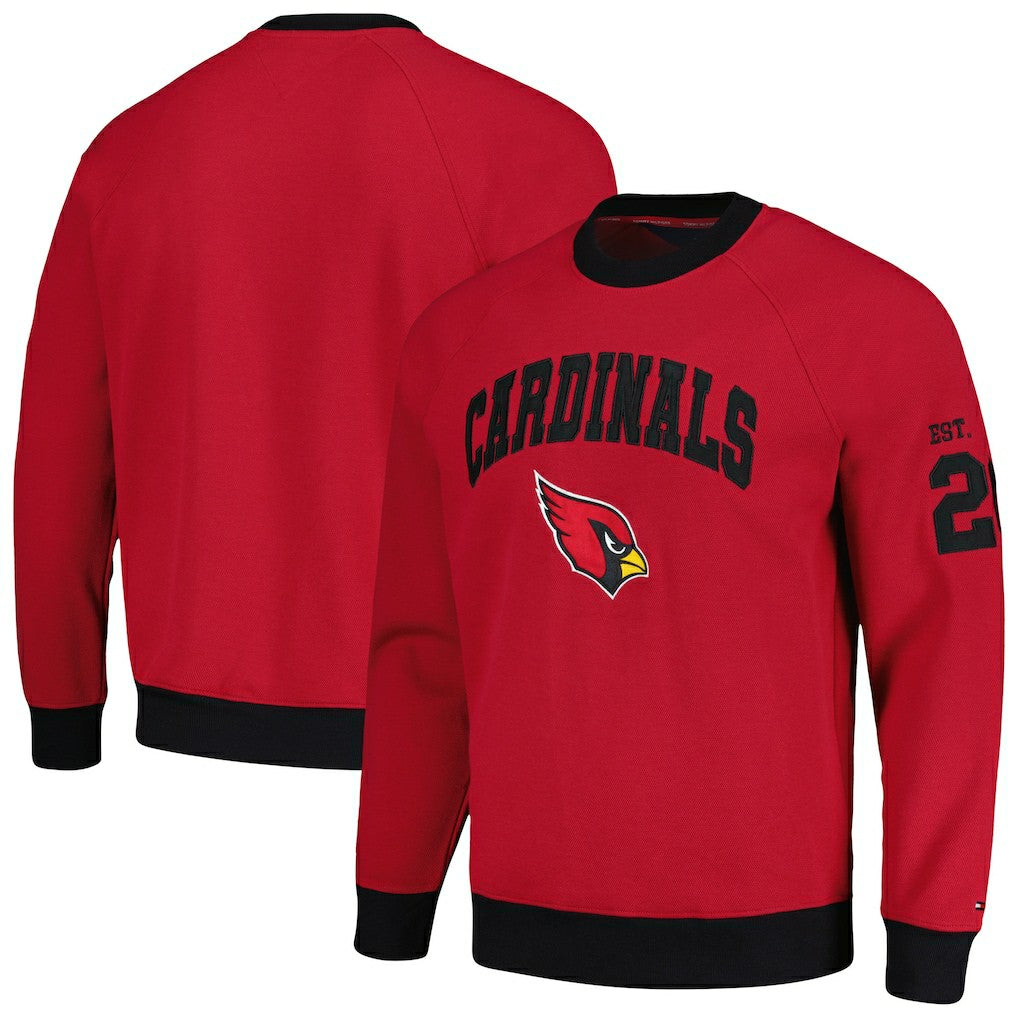 Arizona Cardinals Tommy Hilfiger Reese Raglan Tri-Blend Pullover Sweatshirt Cardinal