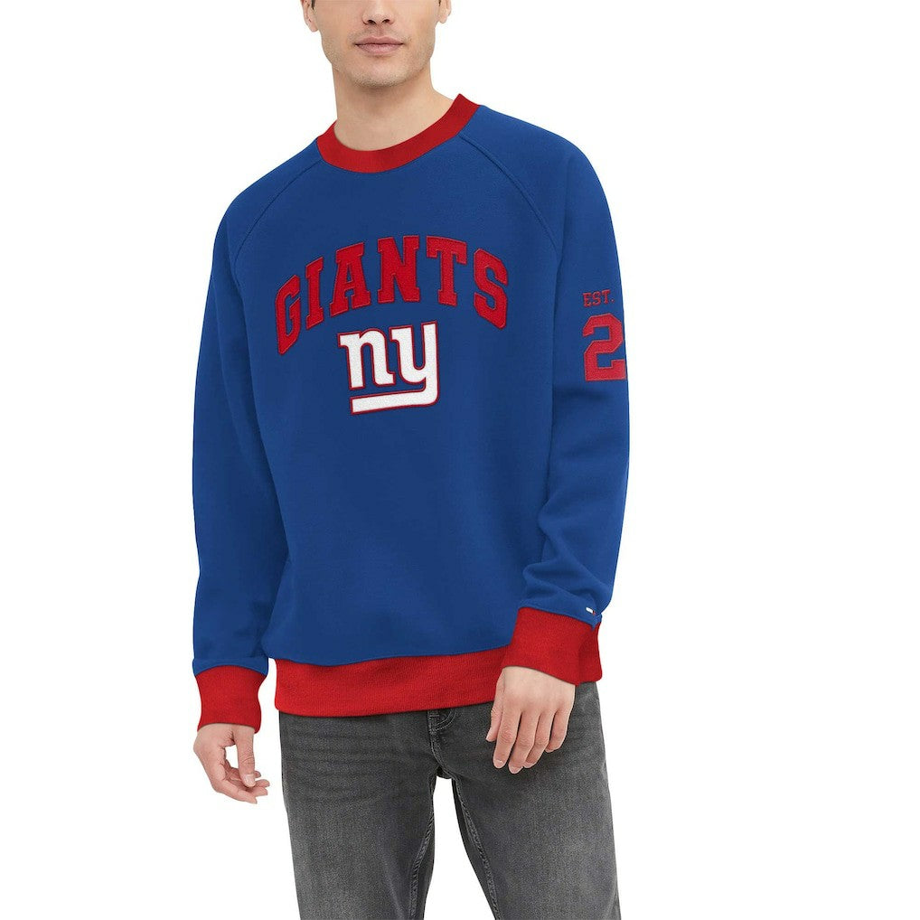 New York Giants Tommy Hilfiger Reese Raglan Tri-Blend Pullover Sweatshirt Royal