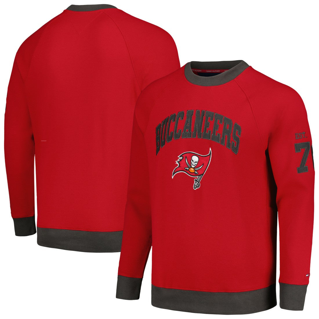 Tampa Bay Buccaneers Tommy Hilfiger Reese Raglan Tri-Blend Pullover Sweatshirt Red