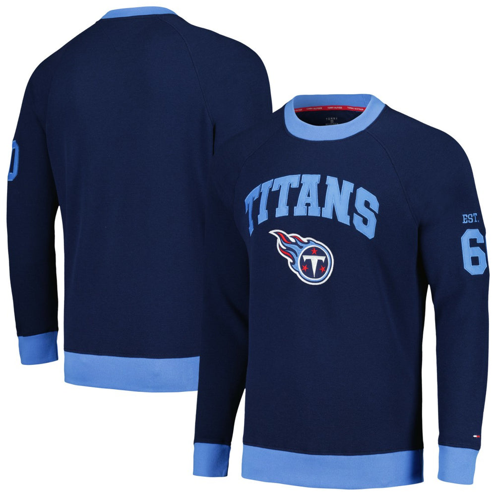 Tennessee Titans Tommy Hilfiger Reese Raglan Tri-Blend Pullover Sweatshirt Navy