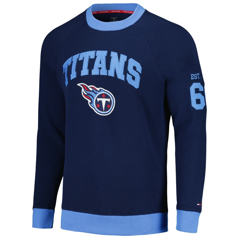 Tennessee Titans Tommy Hilfiger Reese Raglan Tri-Blend Pullover Sweatshirt Navy