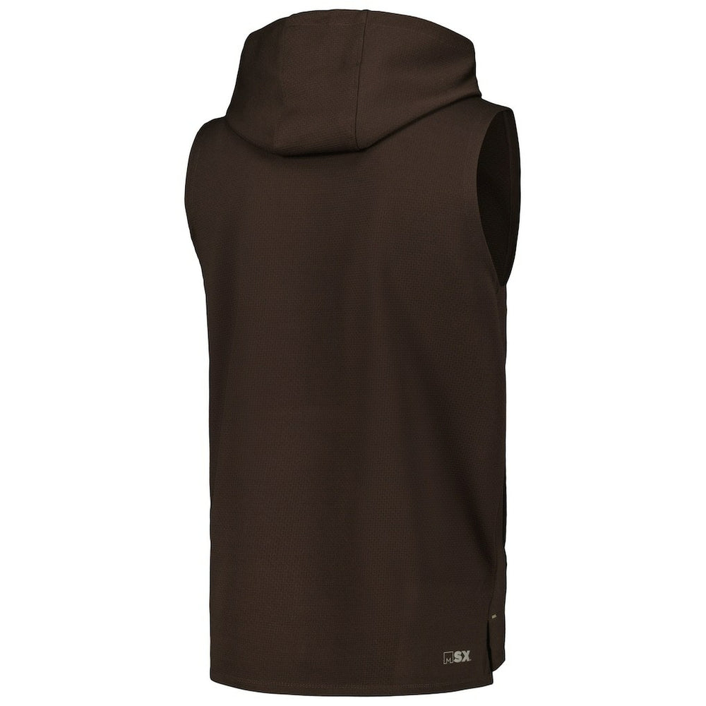 Cleveland Browns MSX by Michael Strahan Marathon Sleeveless Pullover Hoodie Brown