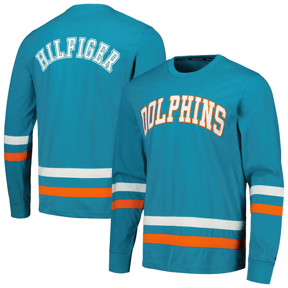 Miami Dolphins Tommy Hilfiger Nolan Long Sleeve T-Shirt Aqua/Orange
