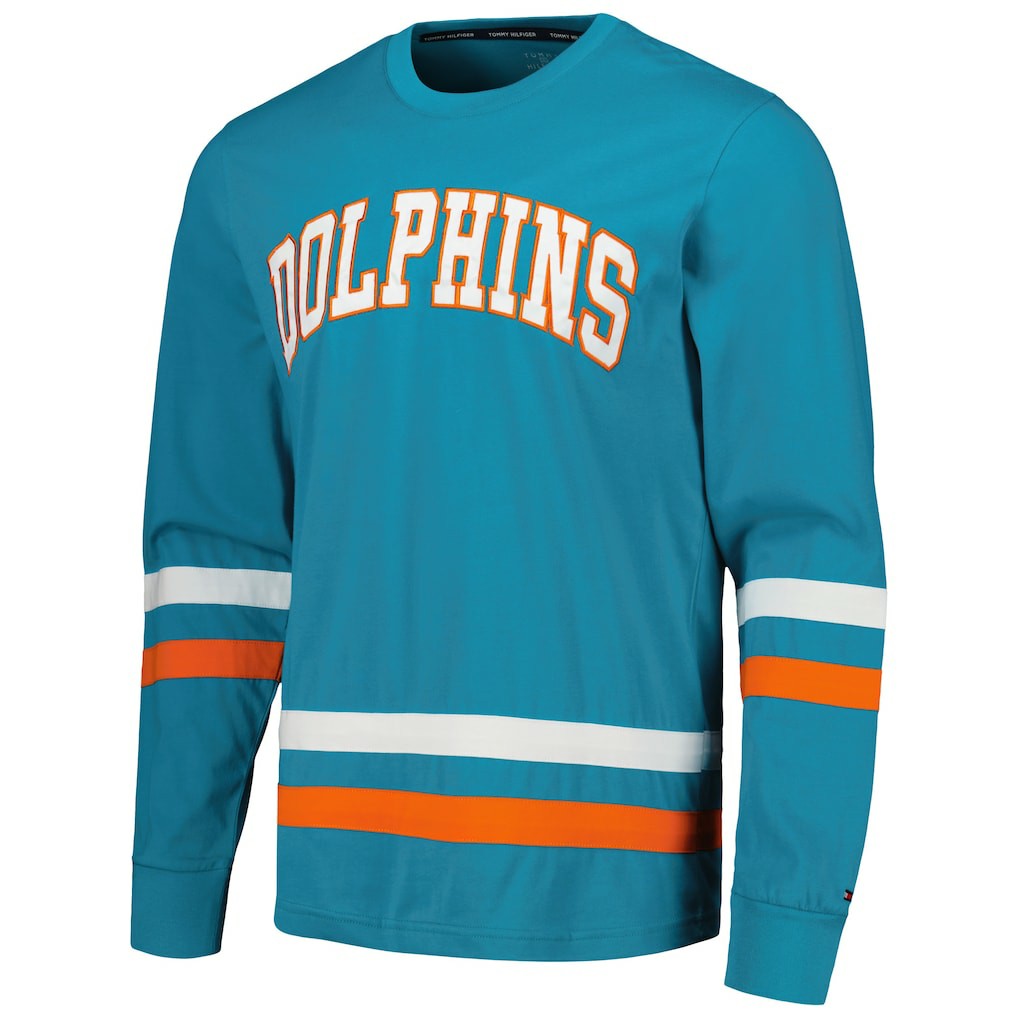 Miami Dolphins Tommy Hilfiger Nolan Long Sleeve T-Shirt Aqua/Orange