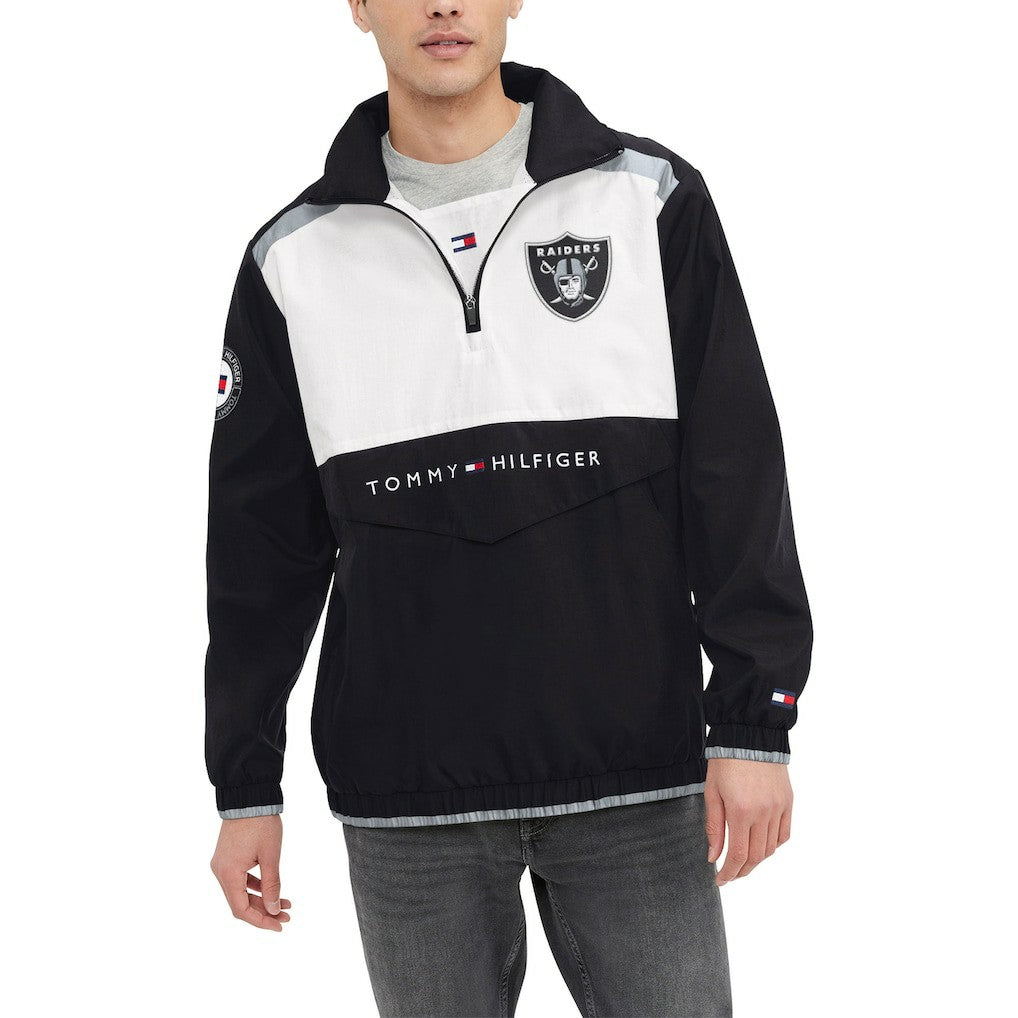 Las Vegas Raiders Tommy Hilfiger Carter Half-Zip Hooded Top Black/White