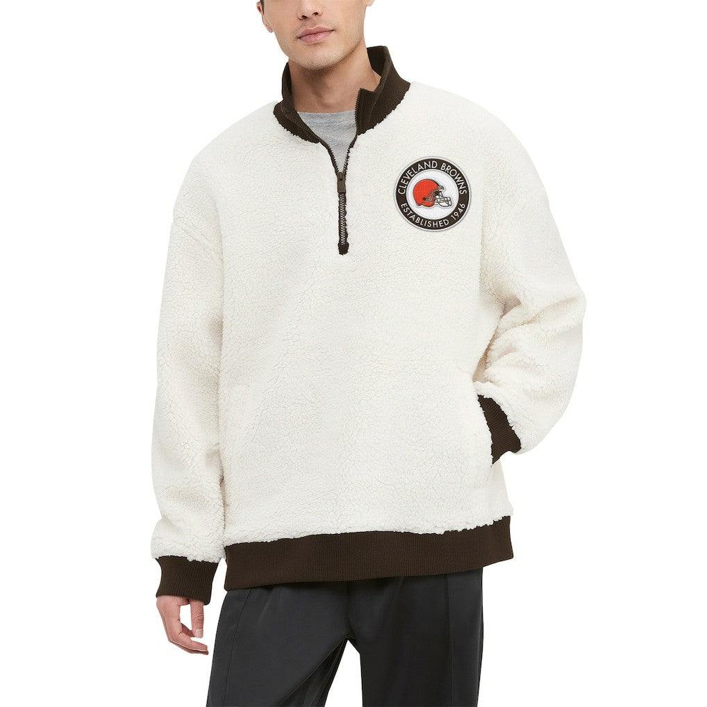 Cleveland Browns Tommy Hilfiger Jordan Sherpa Quarter-Zip Sweatshirt Cream