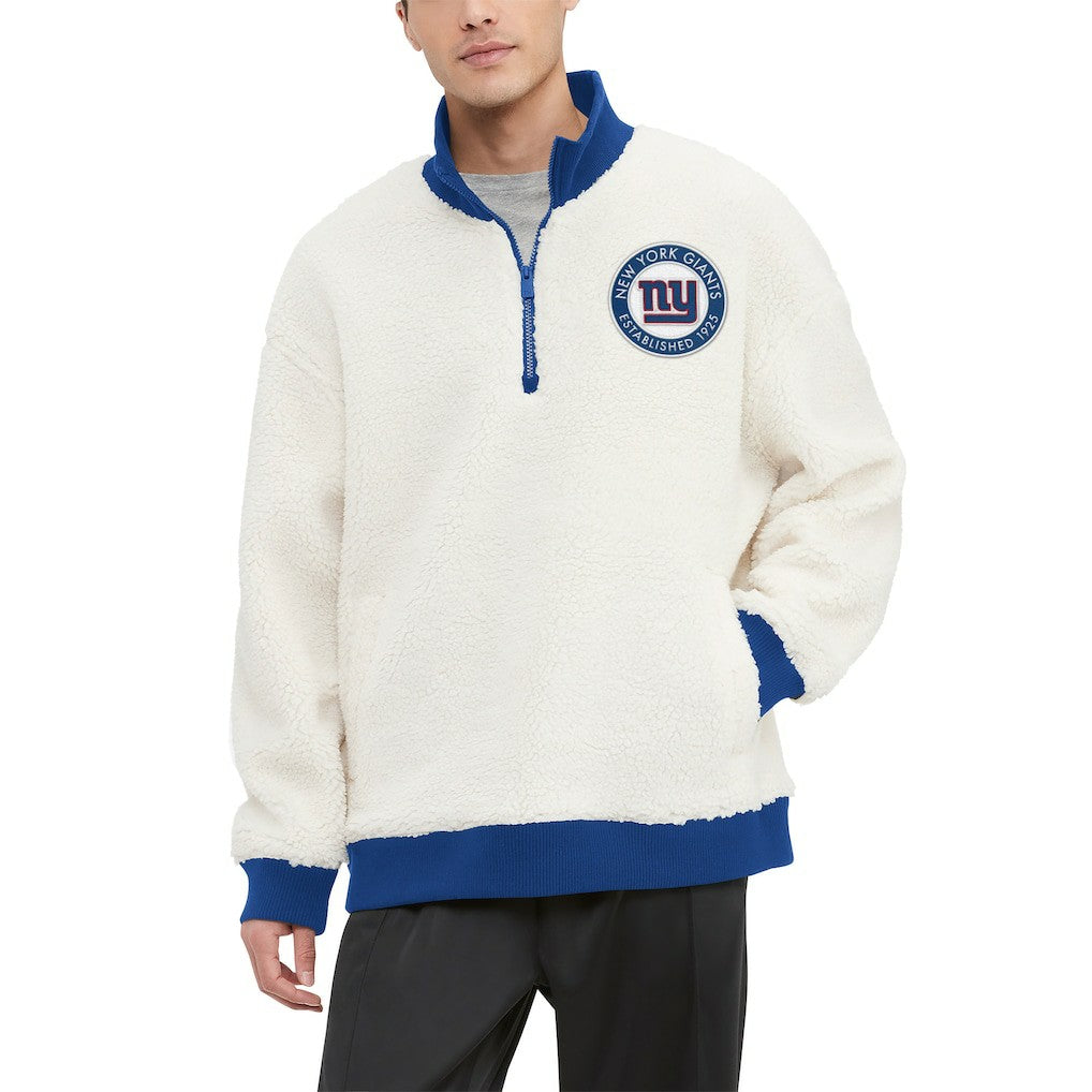 New York Giants Tommy Hilfiger Jordan Sherpa Quarter-Zip Sweatshirt Cream