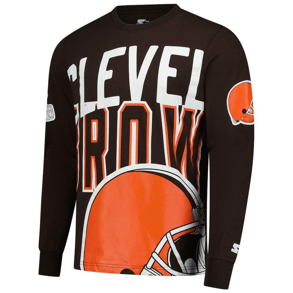 Cleveland Browns Starter Clutch Hit Long Sleeve T-Shirt Brown
