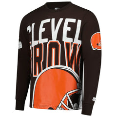 Cleveland Browns Starter Clutch Hit Long Sleeve T-Shirt Brown
